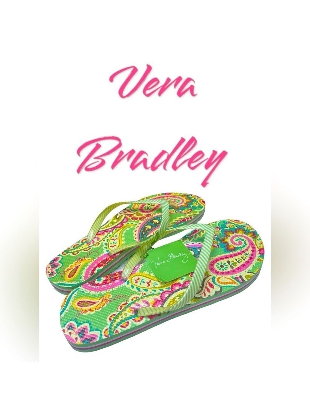 Vera Bradley-NWT size medium tutti fruitti flip flops. Bright paisley design NEW